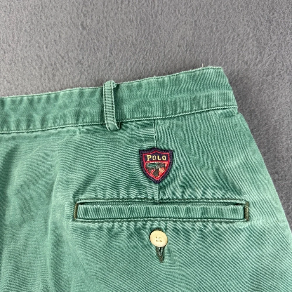 Vintage USA Polo Ralph Lauren Shorts Men's 35 Green Double Pleated Classic Golf